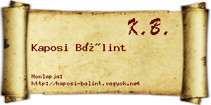 Kaposi Bálint névjegykártya
